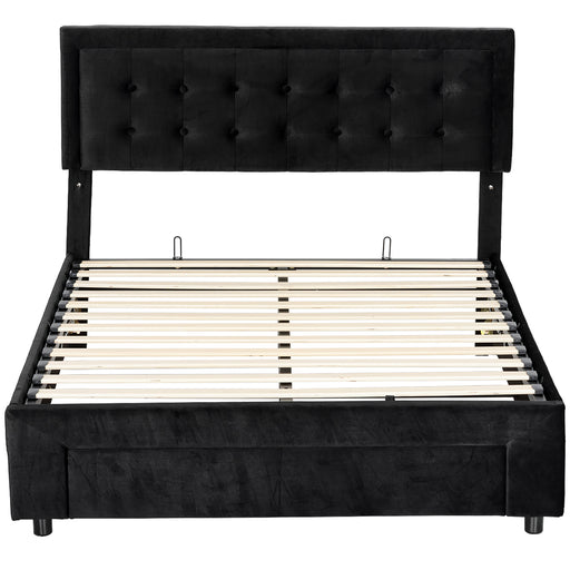 King Size Ottoman Bed Frame with Storage Drawer Ideal for Bedrooms Black