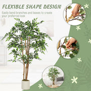 150cm Artificial Ficus Tree with Realistic Wood Trunk for Indoor Decoration Green