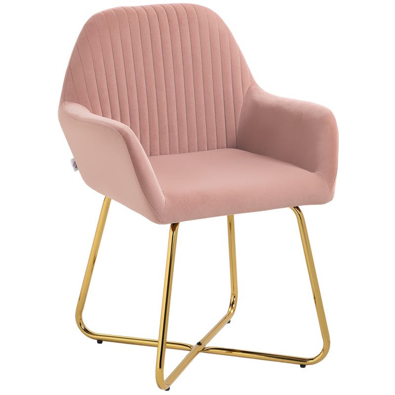 Upholstered Accent Armchair with Gold Metal Legs Ideal for Living Room or Bedroom Pink