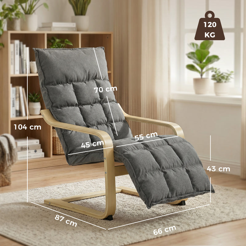 Accent Chair with Footrest for Comfortable Reading and Relaxing at Home Grey