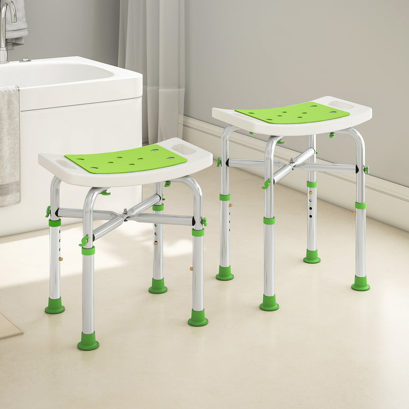 Adjustable Height Aluminium Shower Stool With Non Slip Feet For Bathroom Safety Green