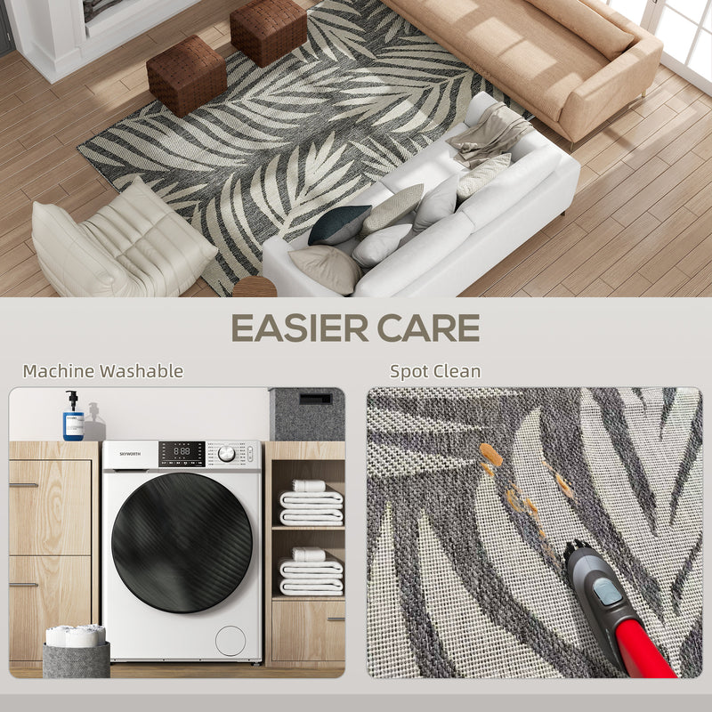 Machine Washable Indoor Outdoor Rug for Kitchen Patio or Garden 230 x 160 cm, Grey