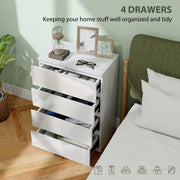 Modern 4 Drawer Bedroom Chest of Drawers With High Gloss Finish For Storage, White AOSOM