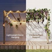 Wooden Lean To Pergola Kit With Concrete Anchors For Garden Patio Shade Light Brown AOSOM