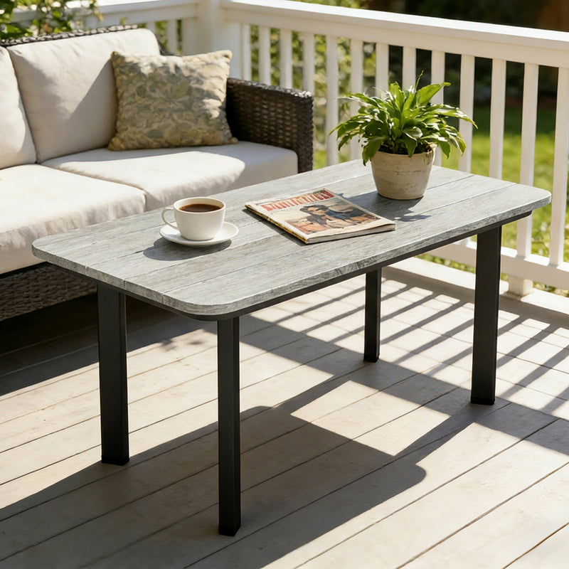 Outdoor Coffee Table with Weatherproof Composite Top for Garden or Patio Use Grey Outsunny
