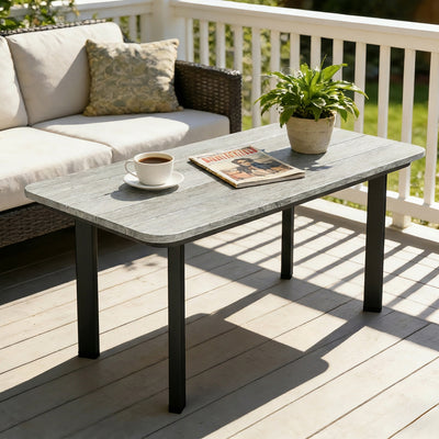 Outdoor Coffee Table with Weatherproof Composite Top for Garden or Patio Use Grey Outsunny