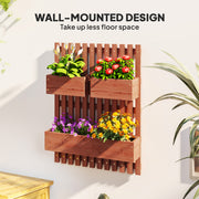 Wall Mounted Wooden Garden Planter with Trellis and Drainage Holes Brown by Outsunny