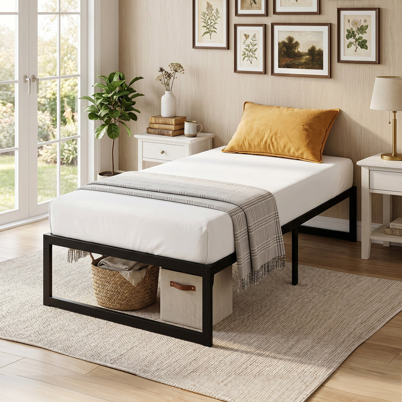 Single Bed Frame with Underbed Storage for Small Bedrooms Black