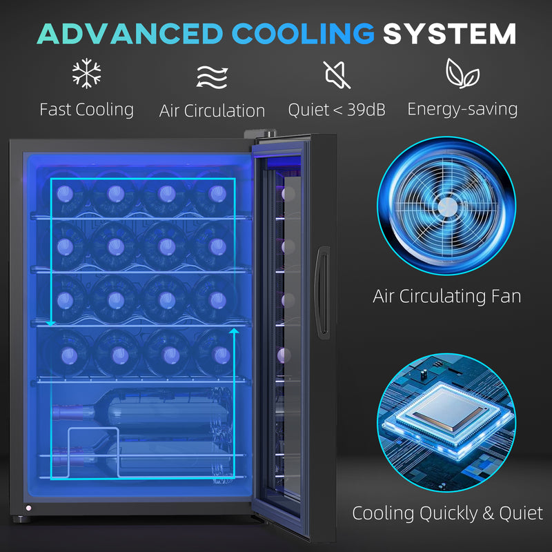 Black 20 Bottle Countertop Wine Fridge 5-18℉ Temperature Control by HOMCOM