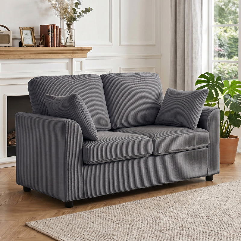 2 Seater Sofa for Small Living Rooms with Firm Support and Soft Corduroy Upholstery