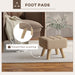Brown Linen Look Square Padded Footstool Ottoman for Living Room by HOMCOM