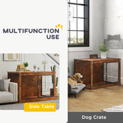 Extra Large Dog Crate Furniture with Flip-up Top and Two Doors Rustic Brown by PawHut