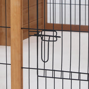 Outdoor Rabbit Hutch and Guinea Pig Run With Openable Roof for 2 Pets Yellow AOSOM