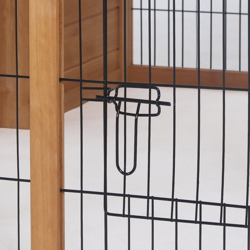 Outdoor Rabbit Hutch and Guinea Pig Run With Openable Roof for 2 Pets Yellow AOSOM