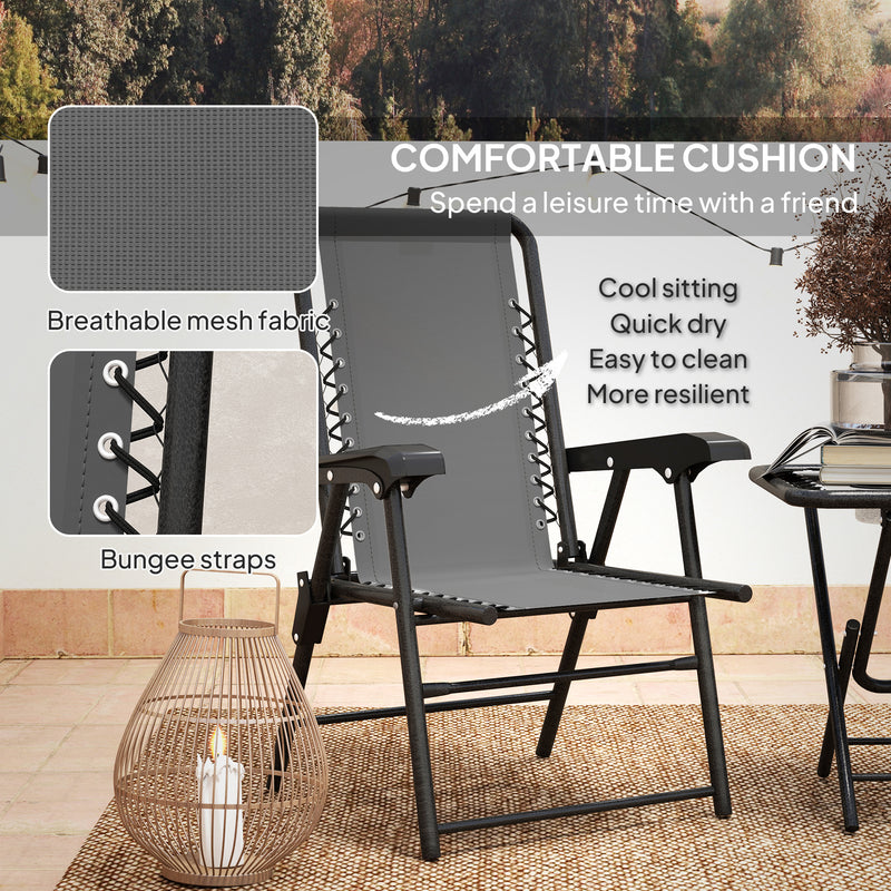 Three Piece Garden Table and Chair Set Dark Grey by Outsunny