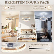 Gold Ceiling Fan with LED Light and Remote Control Ideal for Living Rooms