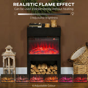 Electric Fireplace with 3D Flame Display Remote Timer and 3 Sided View for Living Room Black