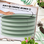 Set of 2 Green Metal Raised Garden Beds With Safety Edging Ideal for Growing Vegetables
