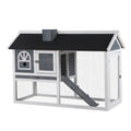 Wooden Guinea Pig and Rabbit Hutch With Pull Out Tray and Ramp for Outdoor Indoor Use, Grey