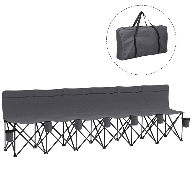 Folding 6 Seater Outdoor Bench for Instant Group Seating with Carry Case Charcoal Grey