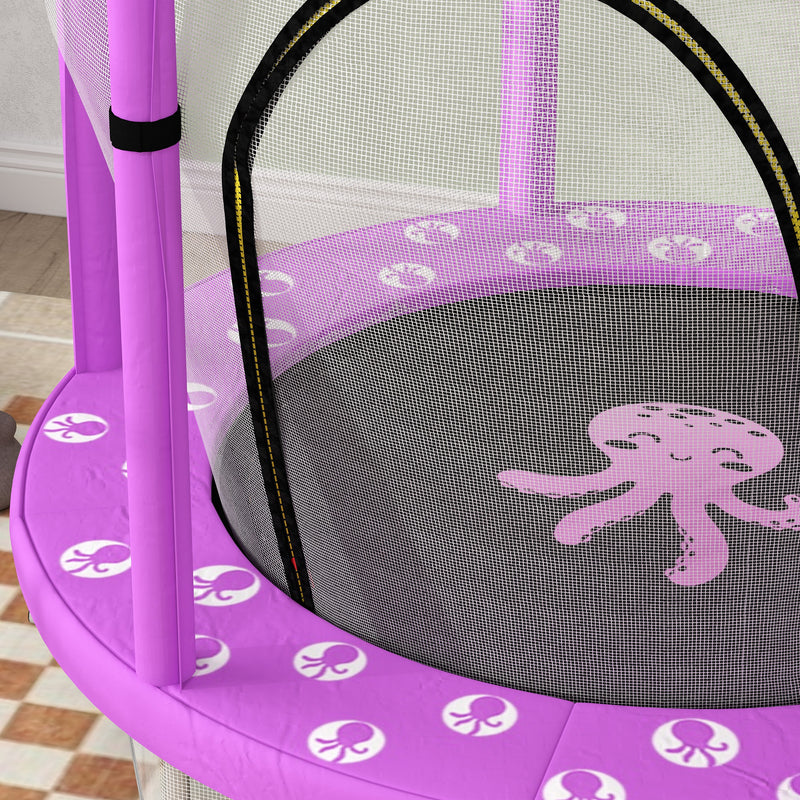Purple 4.6FT Toddler Trampoline with Safety Net for Ages 3 to 6 Indoor Outdoor Use by Outsunny AOSOM