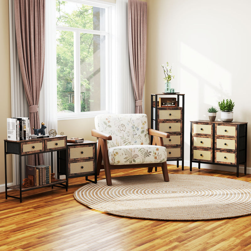 Brown Industrial Bedside Table With 2 Drawers by HOMCOM