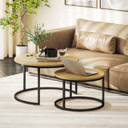Set of Two Nesting Side Tables with Wood Effect Finish Ideal for Living Room, Natural
