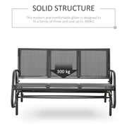 Grey 3 Seater Garden Glider Rocking Chair Metal Patio Bench for Outdoor Relaxation by Outsunny
