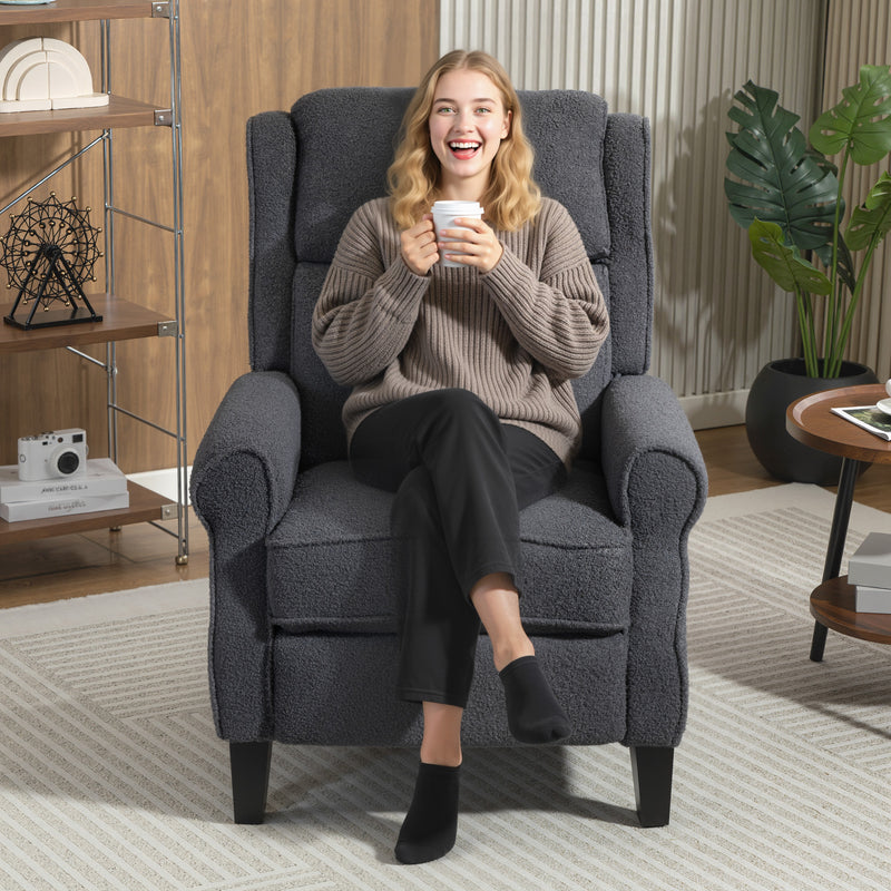 Recliner Armchair with 132 Degree Backrest and Extended Footrest for Home Comfort Dark Grey