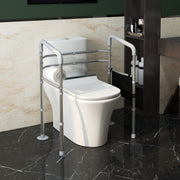 Adjustable Toilet Safety Frame with Armrests and Suction Cups for Elderly Support White AOSOM