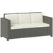 Cream 3 Seater Rattan Sofa All Weather Wicker Weave with Fire Resistant Cushions by Outsunny