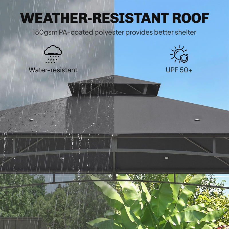 3x3m Metal Garden Gazebo with Weatherproof Canopy for Outdoor Dining and Gatherings, Dark Grey Outsunny