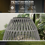 Grey Rattan Solar Garden Lantern IP44 Waterproof Auto On Off Light by Outsunny