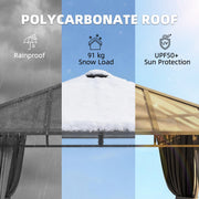 3x3m Garden Gazebo with Polycarbonate Hardtop Roof for Year Round Shelter and Privacy, Dark Grey Outsunny