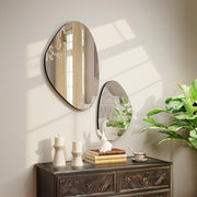 Set of 2 Pebble Shaped Wall Mirrors Ideal for Hallways and Bedrooms Black AOSOM