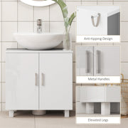 Under Sink Bathroom Cabinet for Pedestal or Freestanding Basins with Storage, White