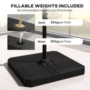Square Cantilever Garden Parasol With Adjustable UPF50+ Shade and Fillable Base Weights Outsunny
