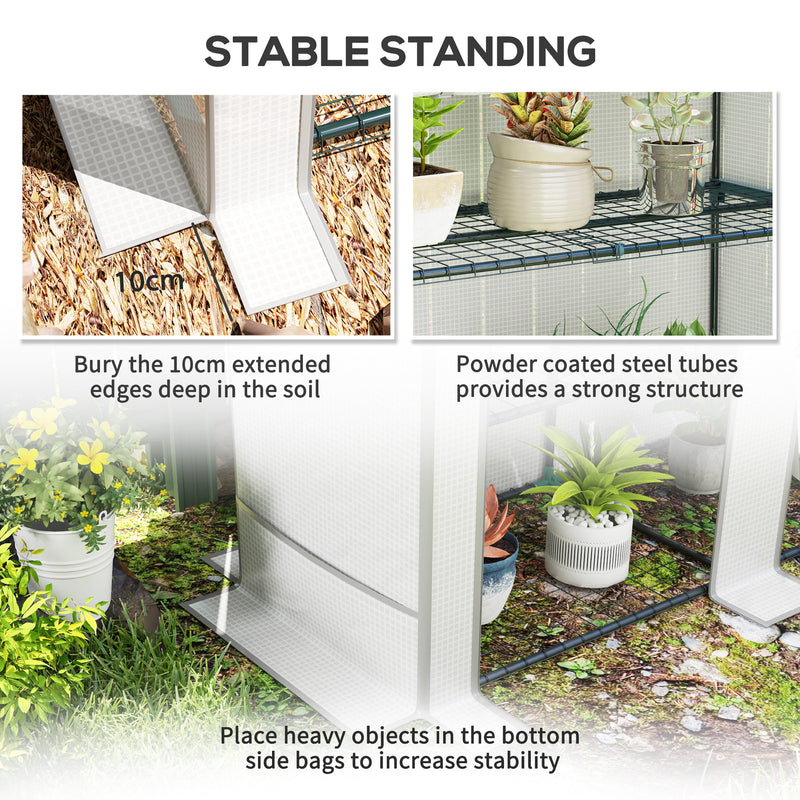 Three Tier Mini Greenhouse White Compact Plant Growhouse for Outdoors by Outsunny