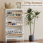 Slim Shoe Storage Cabinet for Narrow Hallways with Adjustable Shelves, White & Oak, 80 x 24 x 131 cm Homcom