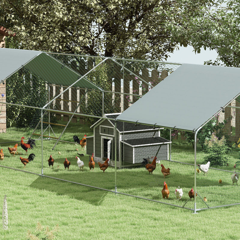 Outdoor Wooden Chicken Coop for 2 to 4 Chickens with Easy-Clean Trays and Nesting Boxes Grey PawHut