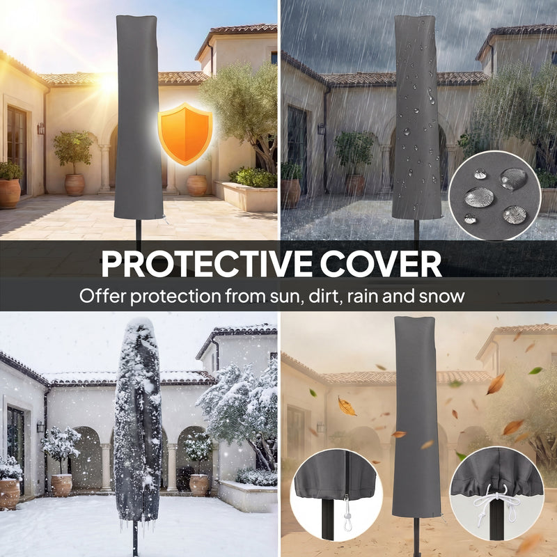 Garden Cantilever Parasol with Large Shade and Wind Ropes for Patio Comfort, Khaki