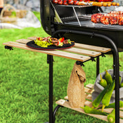 Portable Charcoal BBQ Grill with Large Cooking Area Shelves Wheels Lockable Lid by Outsunny