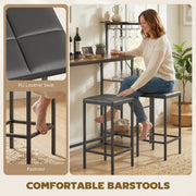 Breakfast Bar Table and Stools Set with Shelving and Glass Racks for Small Kitchens Rustic Brown AOSOM