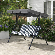 Grey 3 Seater Garden Swing Chair with Cushions and Adjustable Canopy for Outdoor Use