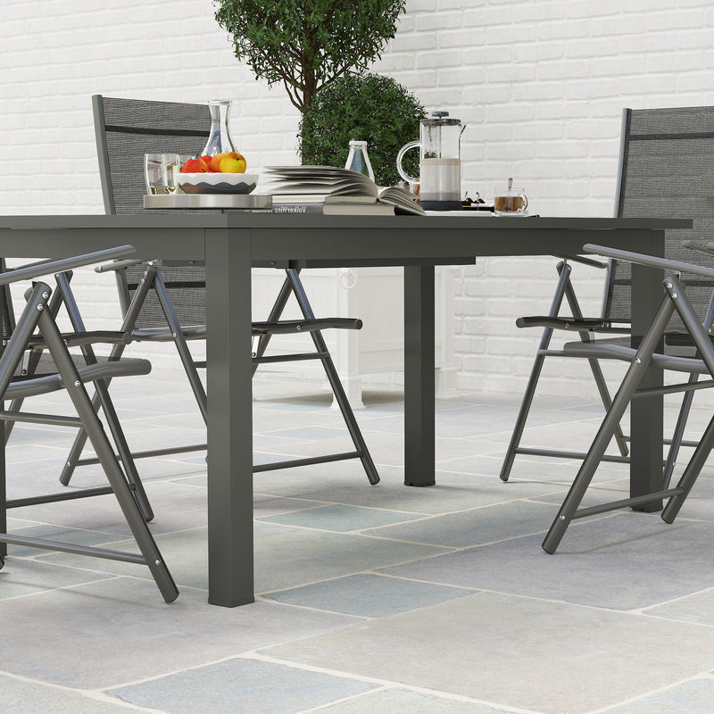 Grey Aluminium Extending Garden Table for 6 to 8 Seater with Slatted Top by Outsunny