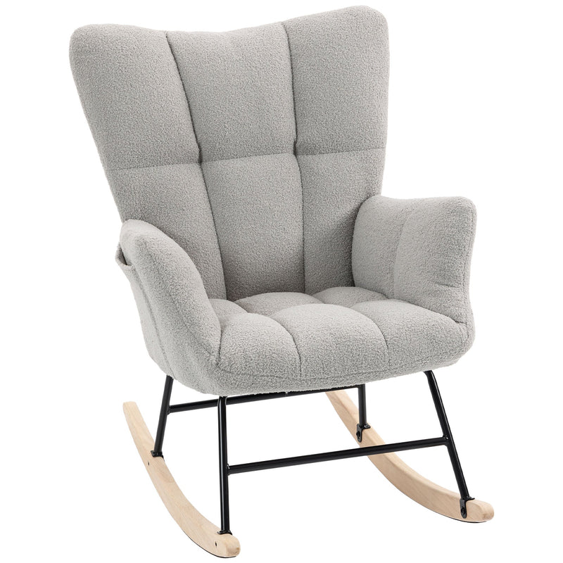 Rocking Chair for Relaxing with Soft Teddy Fleece and Supportive Foam