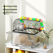 2 Tier Hamster Cage with Deep Tray Tube System Water Bottle and Accessories by PawHut