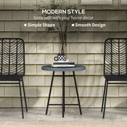 Grey Rattan Round Outdoor Side Table With Glass Top For Garden Or Patio