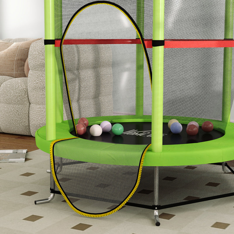 Green Kids Trampoline with Enclosure Net and Steel Frame for Ages 3-6 by HOMCOM AOSOM