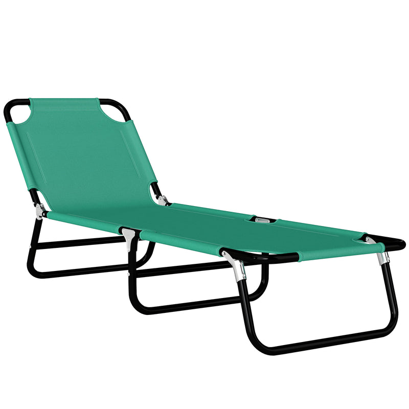 Outsunny Foldable Sun Lounger with 5-Position Adjustable Backrest, Outdoor Portable Recliner Chaise Lounge Chair, Green AOSOM
